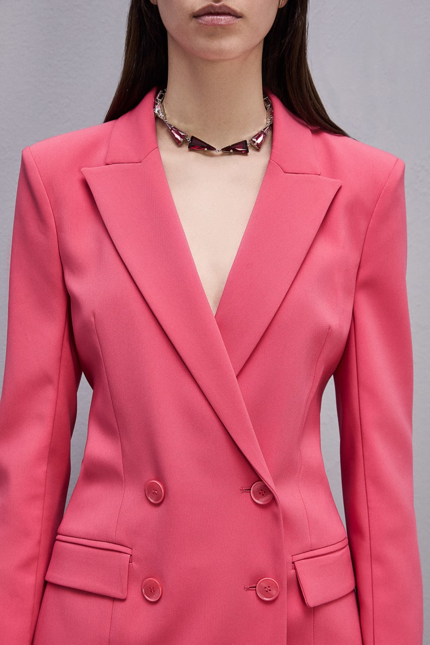 Patrizia Pepe Essential Double-breasted Suit Jacket Roze | IZF279018