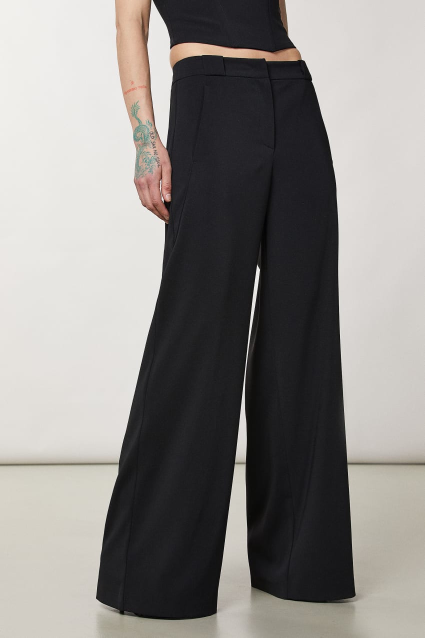 Patrizia Pepe Essential Palazzo Pants Zwart | UWP478201