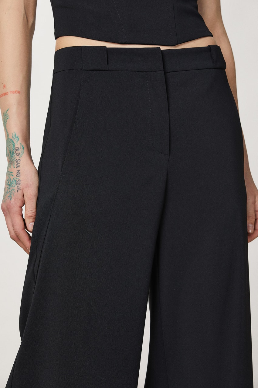 Patrizia Pepe Essential Palazzo Pants Zwart | UWP478201