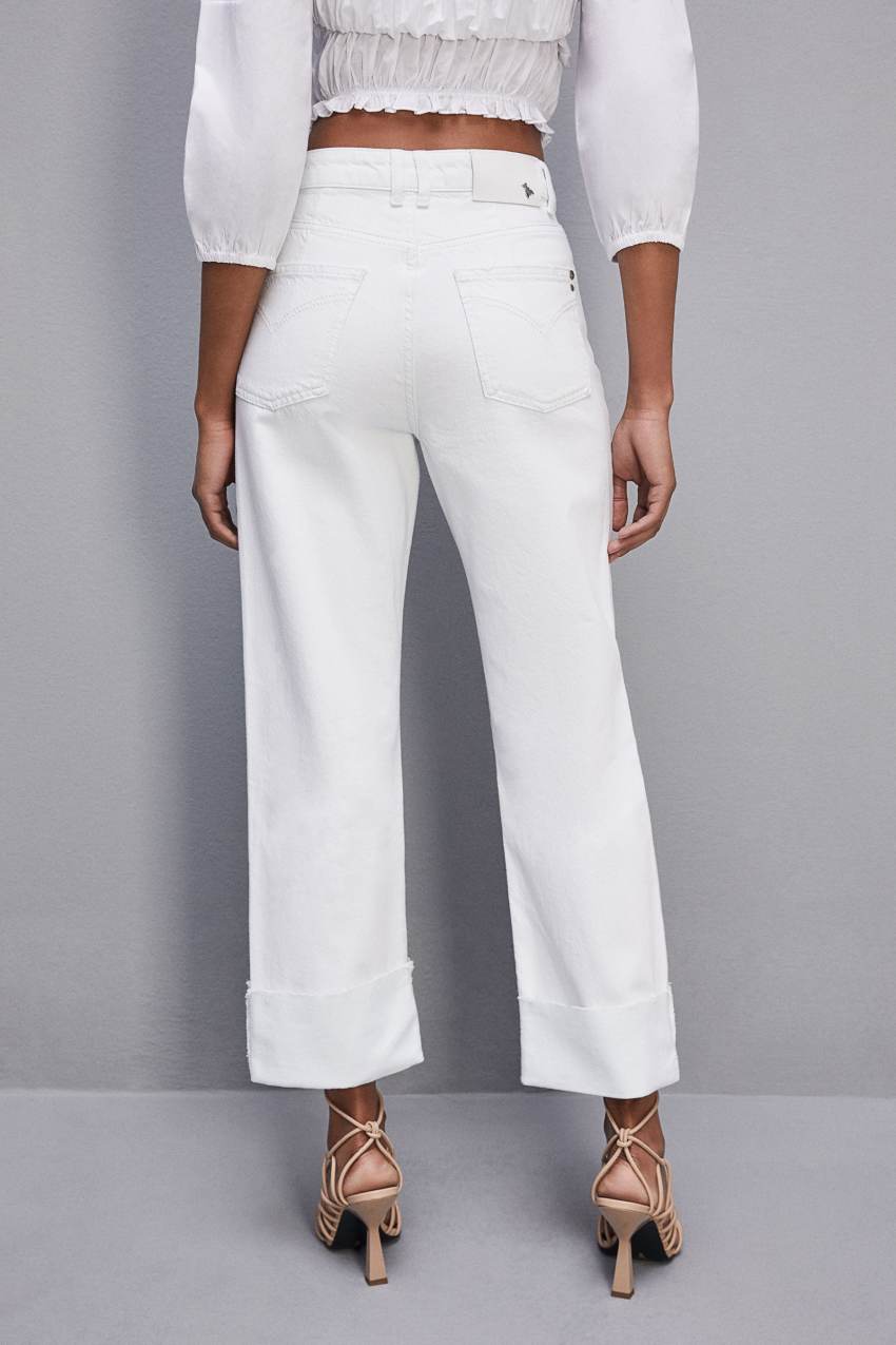 Patrizia Pepe Essential White Bull Denim Pants Wit | BEQ963782