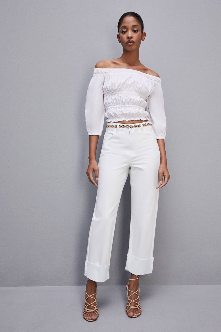 Patrizia Pepe Essential White Bull Denim Pants Wit | BEQ963782