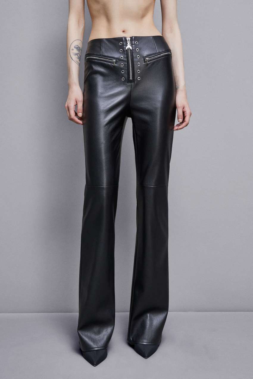 Patrizia Pepe Faux Leather High-waisted Flared Pants Zwart | NWA814609