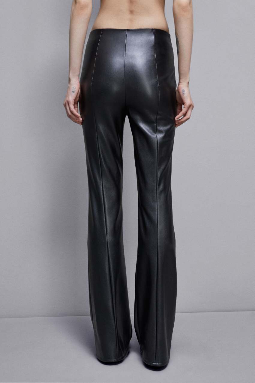 Patrizia Pepe Faux Leather High-waisted Flared Pants Zwart | NWA814609