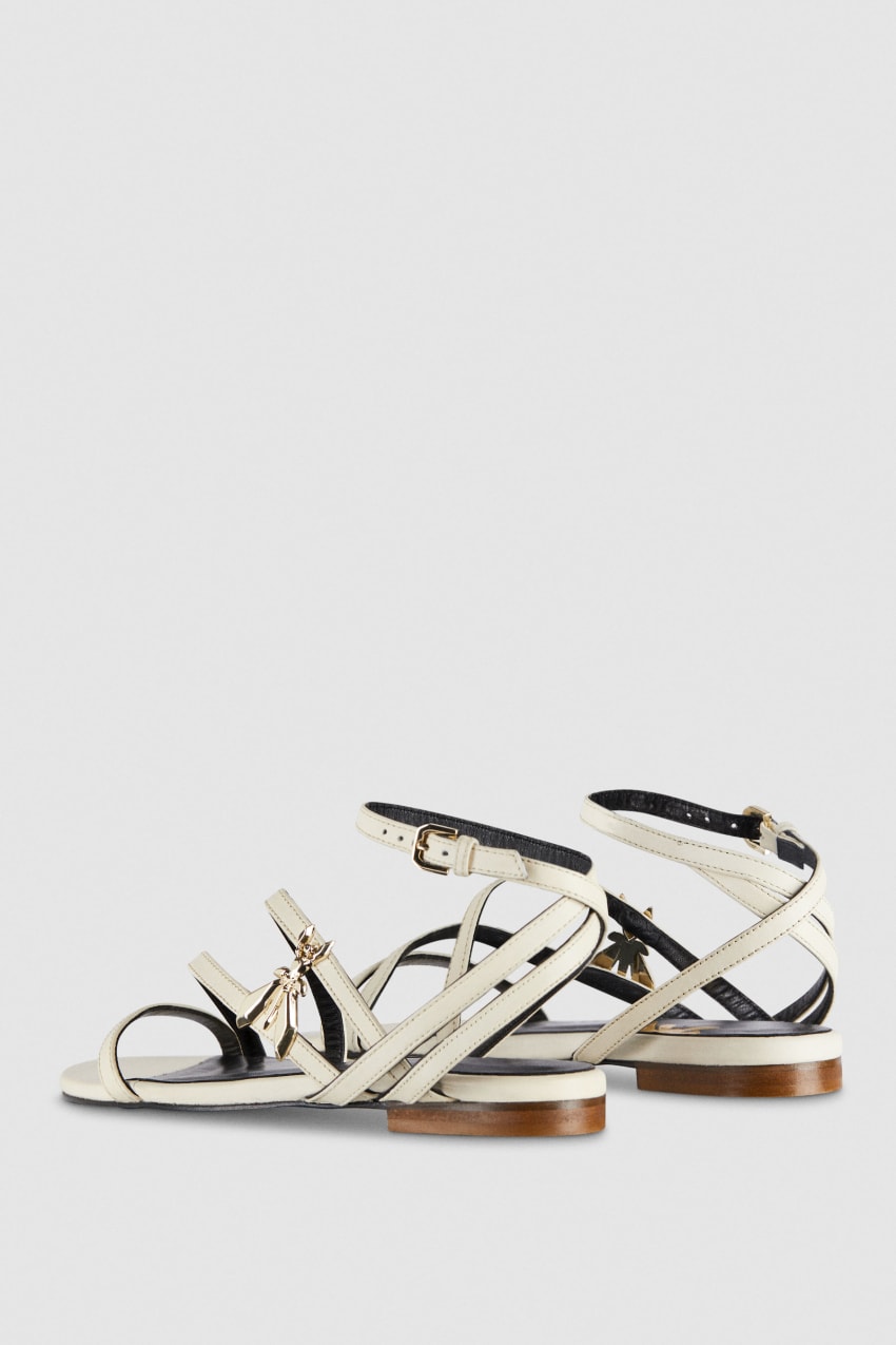 Patrizia Pepe Flat Leather Sandals Beige | MGN061527