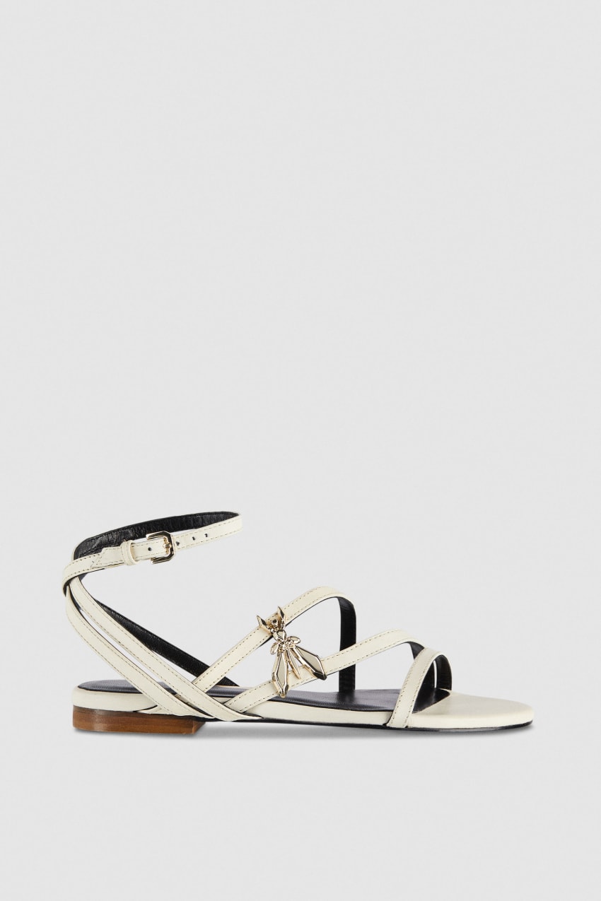 Patrizia Pepe Flat Leather Sandals Beige | MGN061527