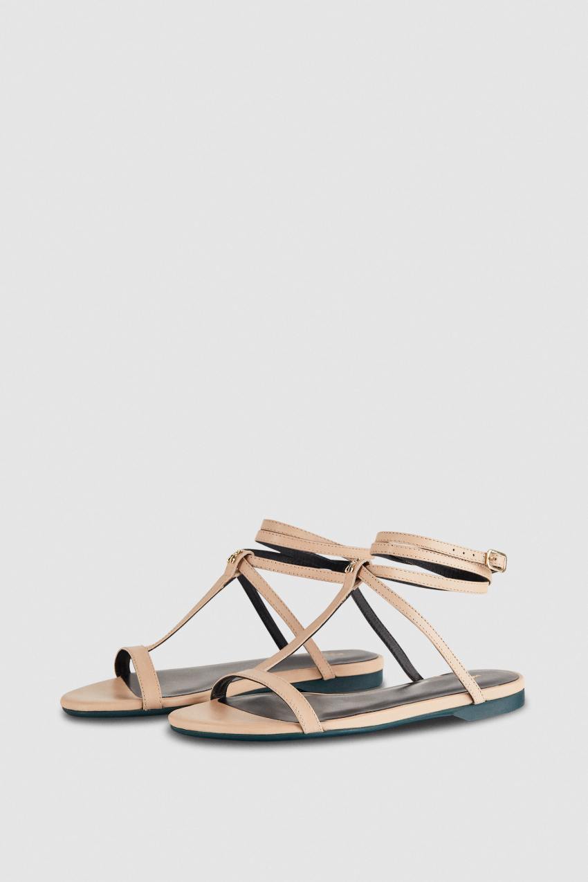 Patrizia Pepe Flat Sandals With Ankle Strap Beige | IWS046589