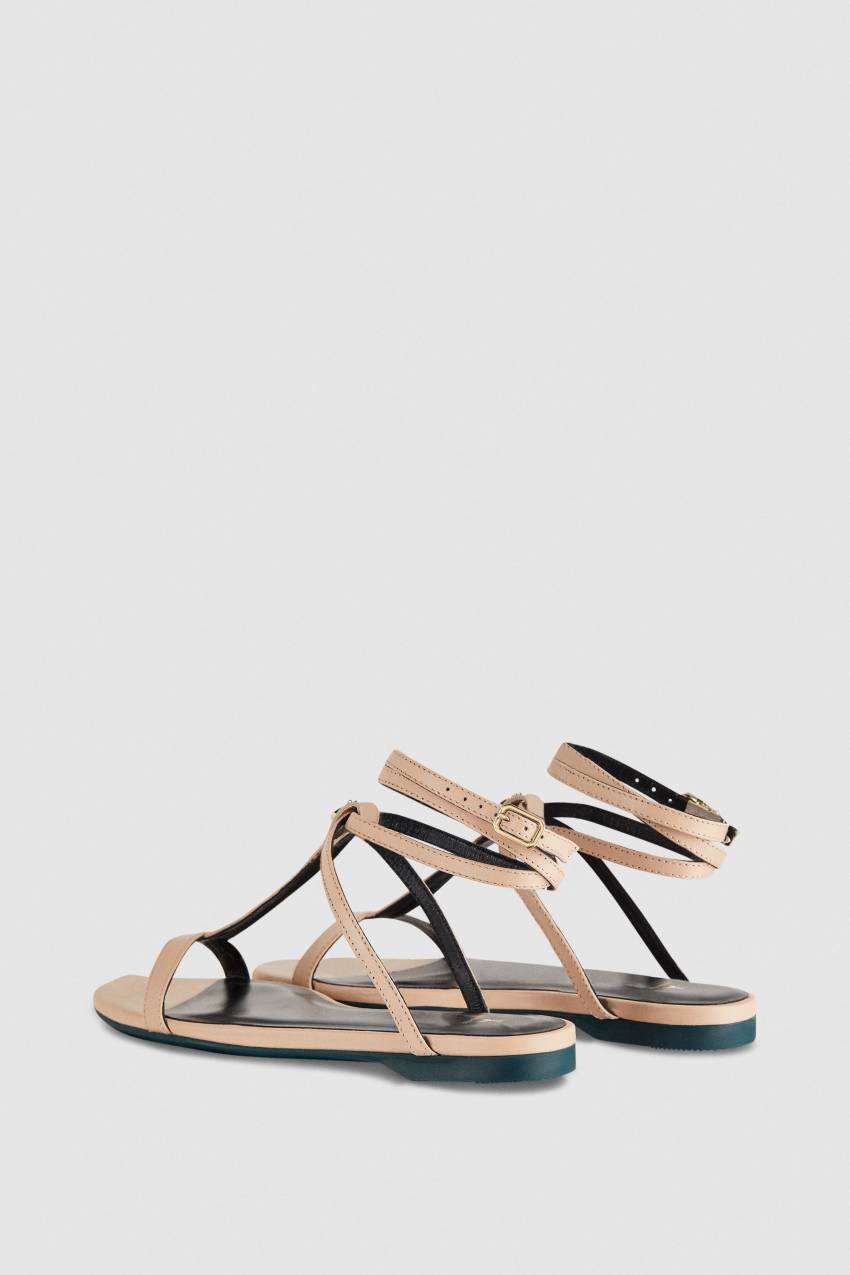 Patrizia Pepe Flat Sandals With Ankle Strap Beige | IWS046589