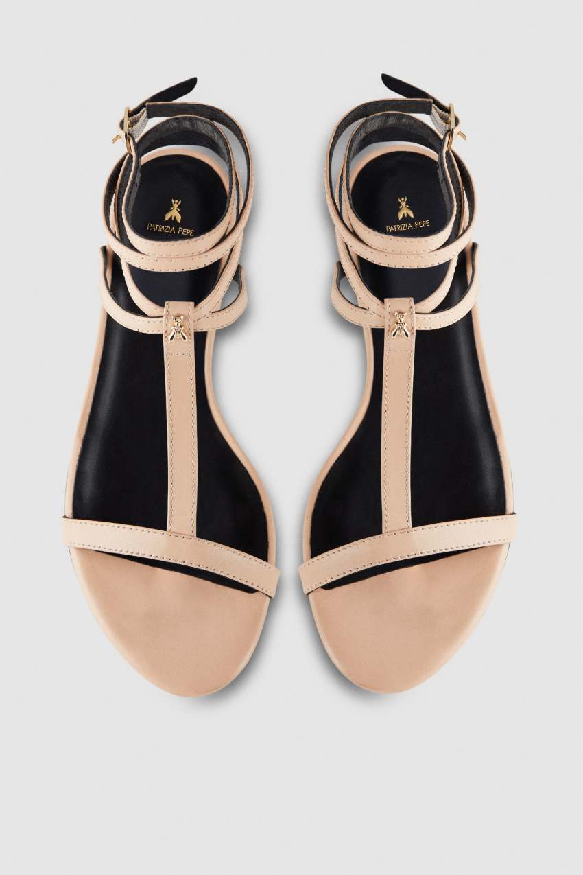 Patrizia Pepe Flat Sandals With Ankle Strap Beige | IWS046589