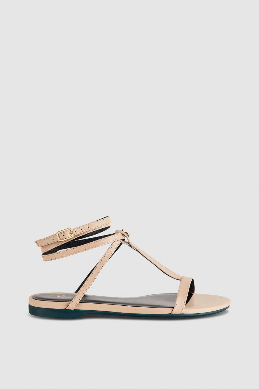 Patrizia Pepe Flat Sandals With Ankle Strap Beige | IWS046589