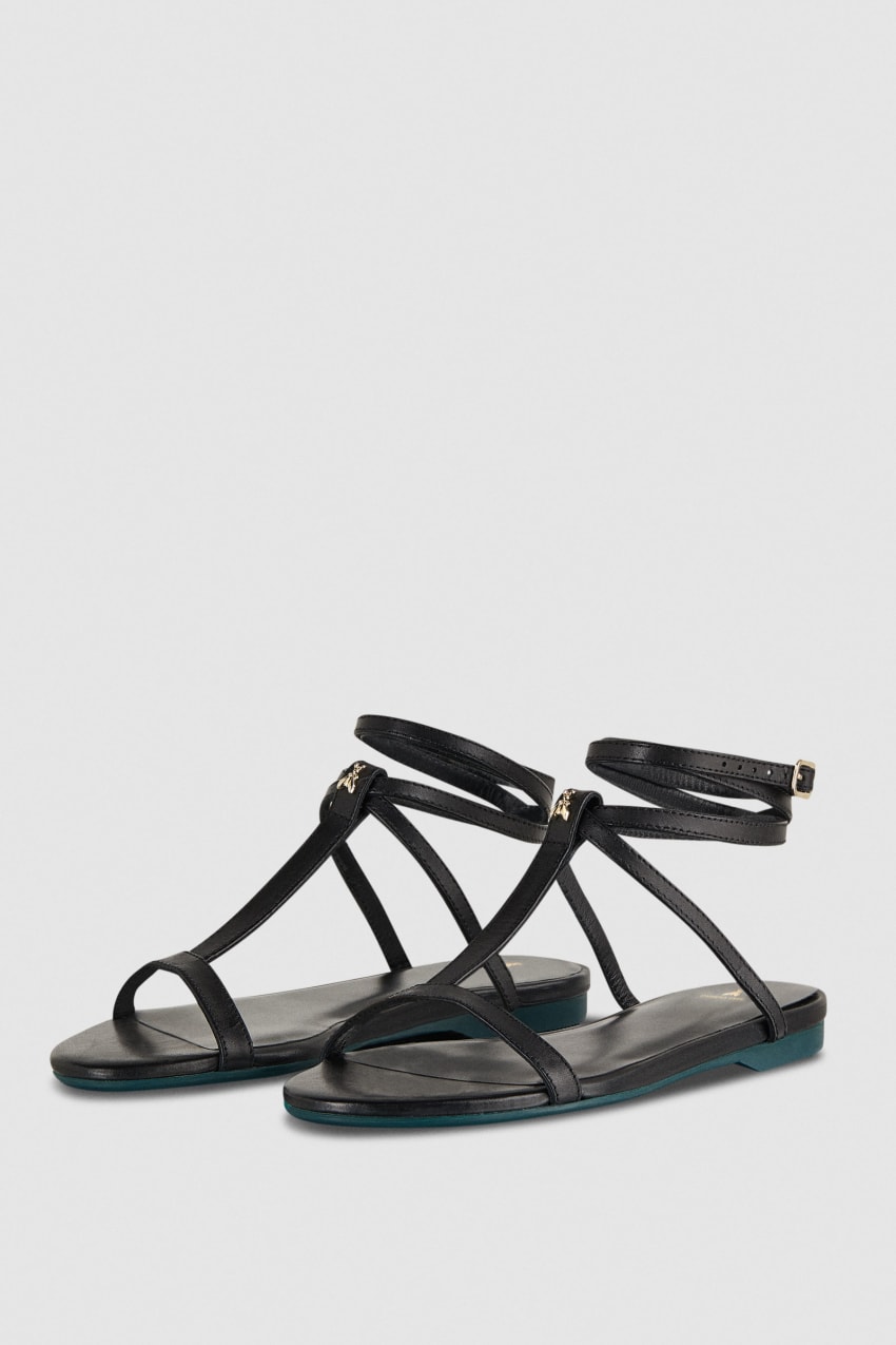 Patrizia Pepe Flat Sandals With Ankle Strap Zwart | LDM146052