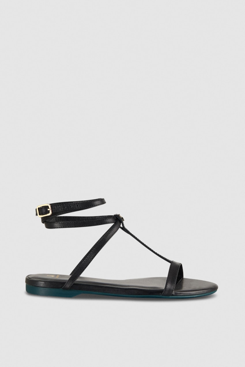 Patrizia Pepe Flat Sandals With Ankle Strap Zwart | LDM146052