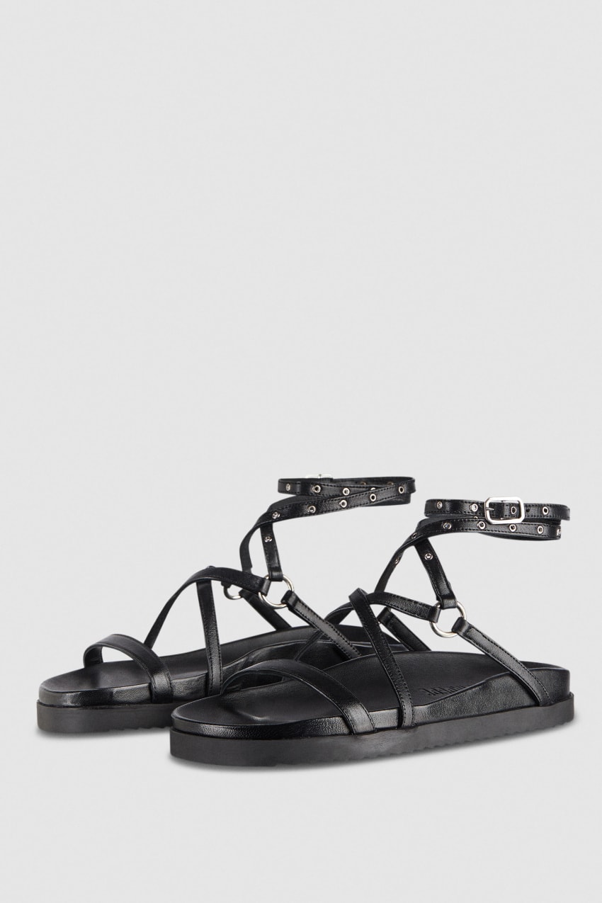 Patrizia Pepe Flat Sandals With Laces Zwart | RON624571