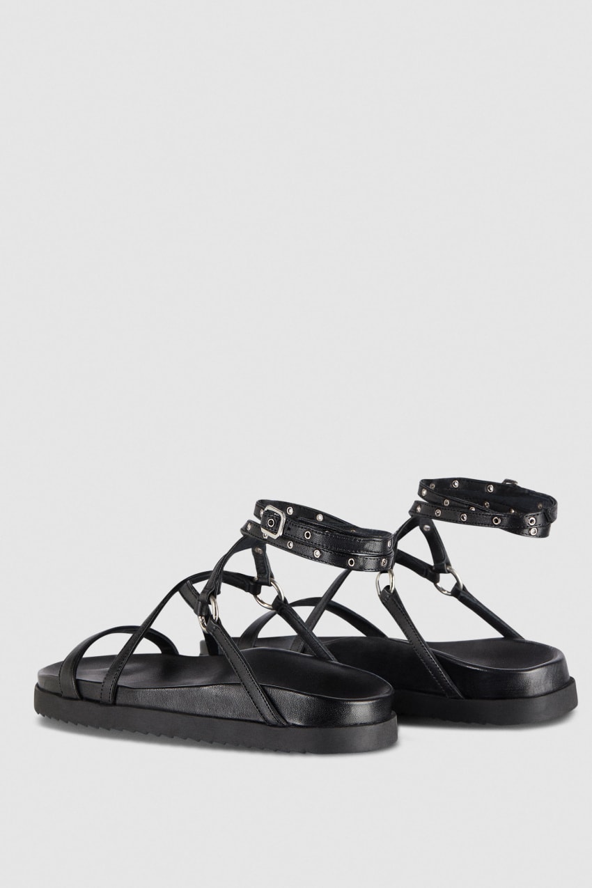 Patrizia Pepe Flat Sandals With Laces Zwart | RON624571