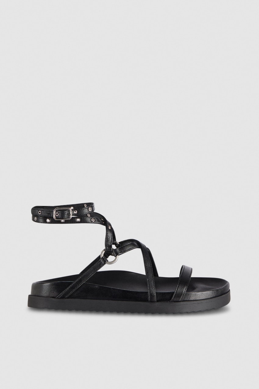 Patrizia Pepe Flat Sandals With Laces Zwart | RON624571