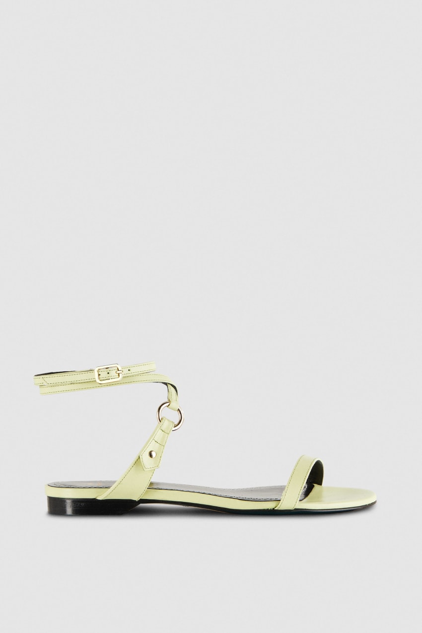 Patrizia Pepe Flat Smooth Leather Sandals Geel | PYN718592