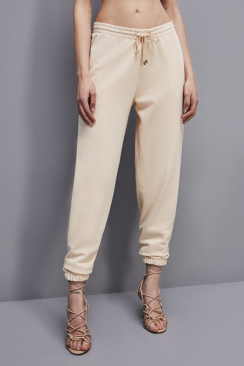 Patrizia Pepe Fleece Jogger Pants Beige | KVM128459