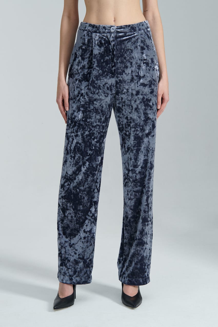 Patrizia Pepe Flowing Velvet Pants Blauw | BMH263541