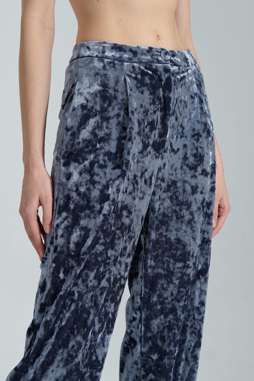 Patrizia Pepe Flowing Velvet Pants Blauw | BMH263541