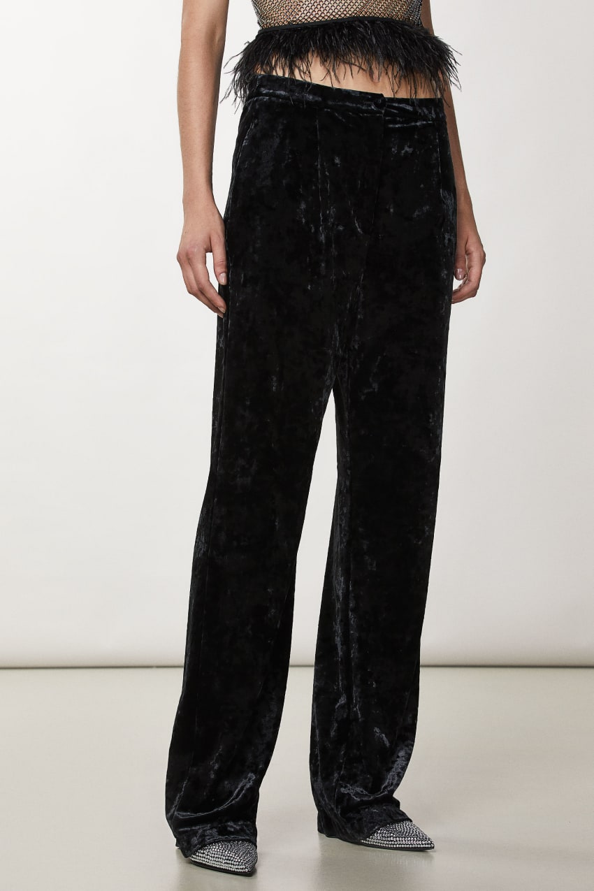 Patrizia Pepe Flowing Velvet Pants Zwart | RPH058679