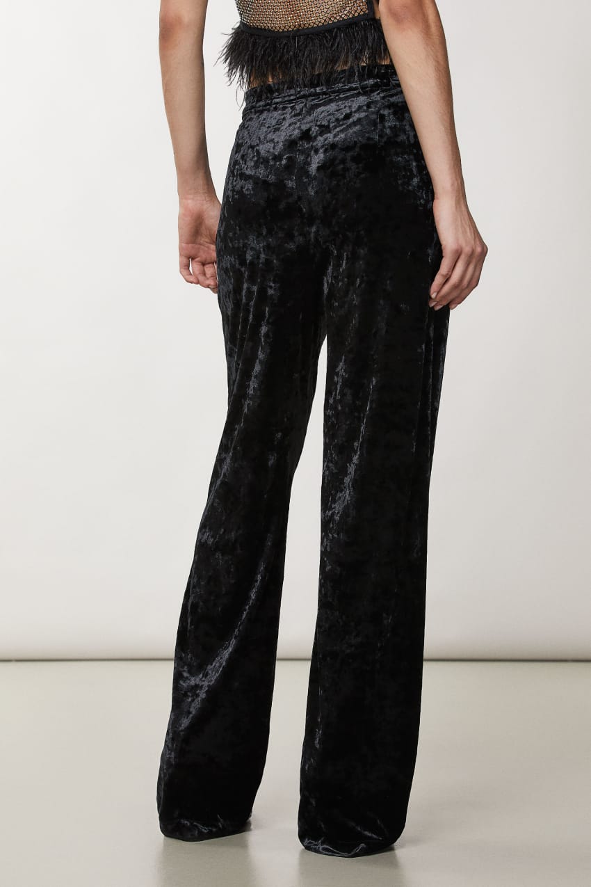 Patrizia Pepe Flowing Velvet Pants Zwart | RPH058679