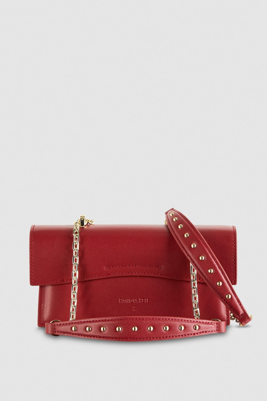 Patrizia Pepe Fly Bamby Leather Shoulder Bag Rood | YVS231584