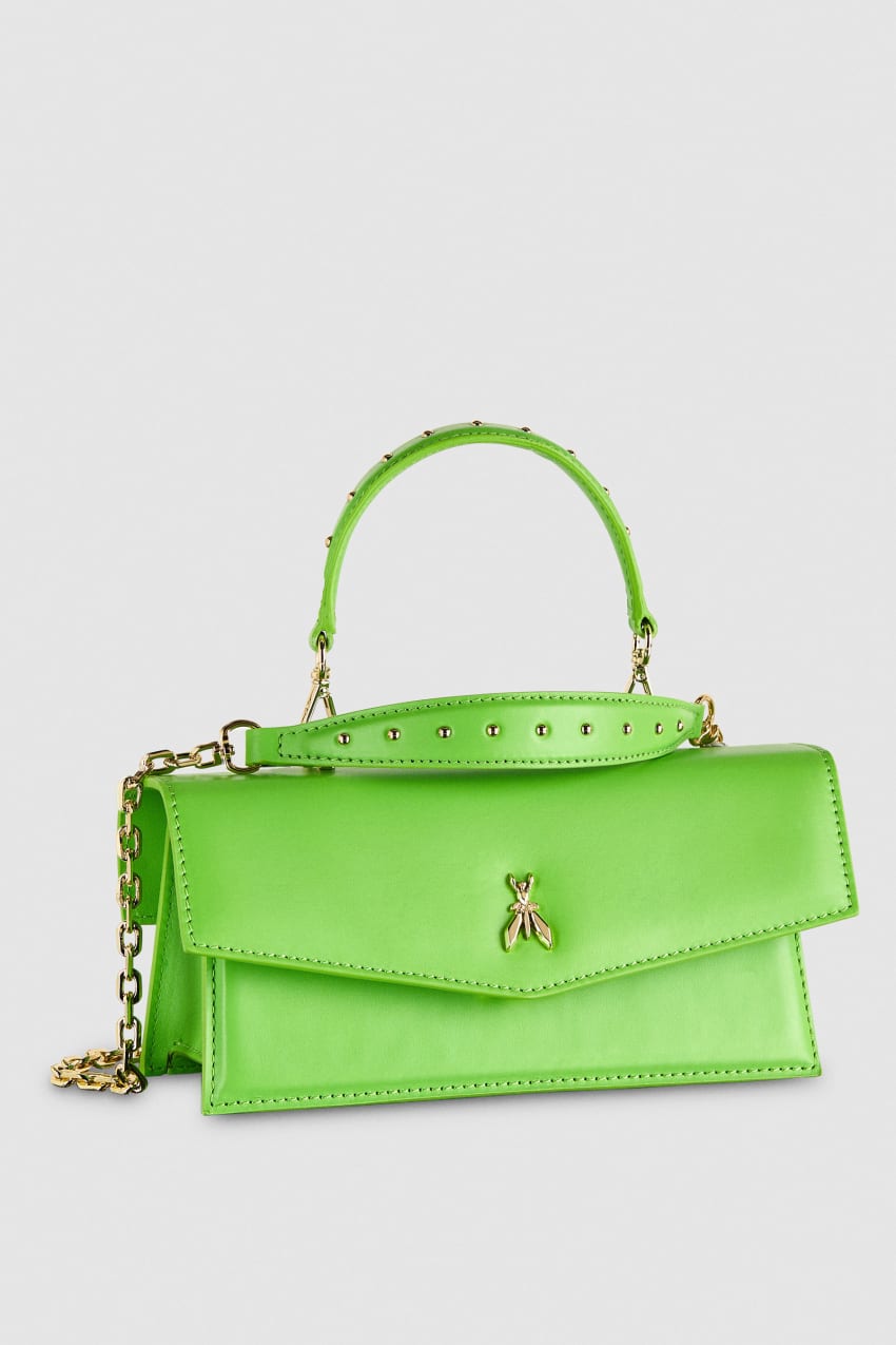 Patrizia Pepe Fly Bamby Leather Shoulder Bag Groen | XVJ138965