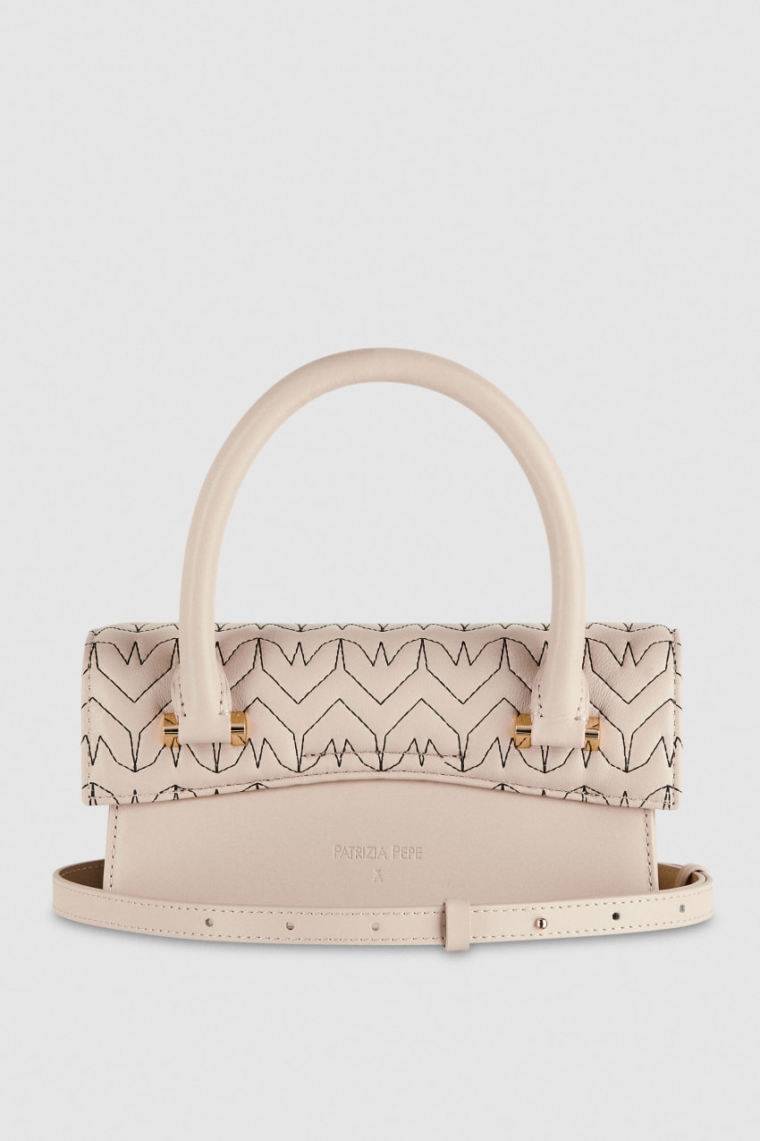 Patrizia Pepe Fly Bamby Quilted Leather Bag Beige | MBS217485