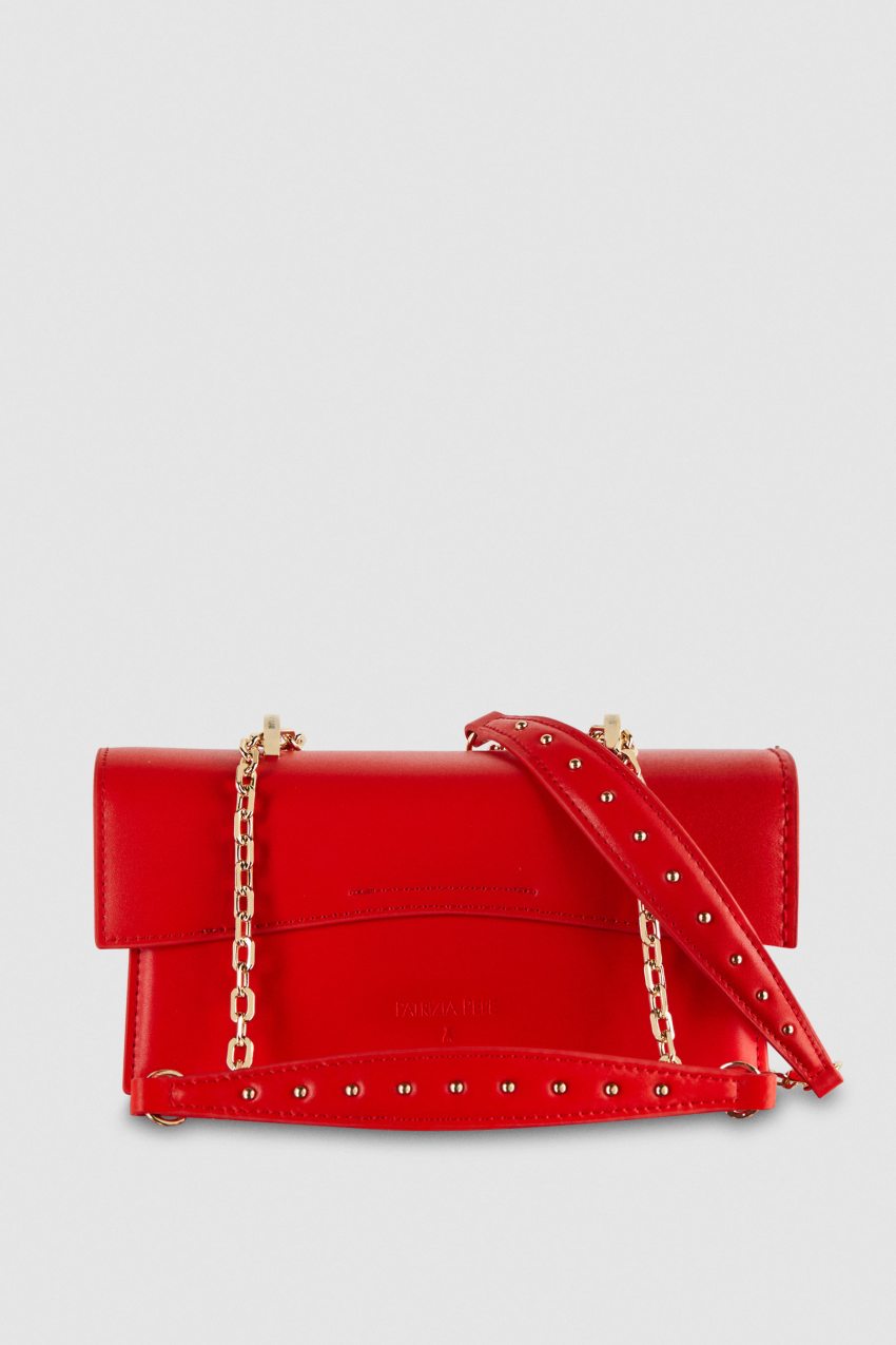 Patrizia Pepe Fly Bamby Shoulder Bag With Chain Rood | KYC516024