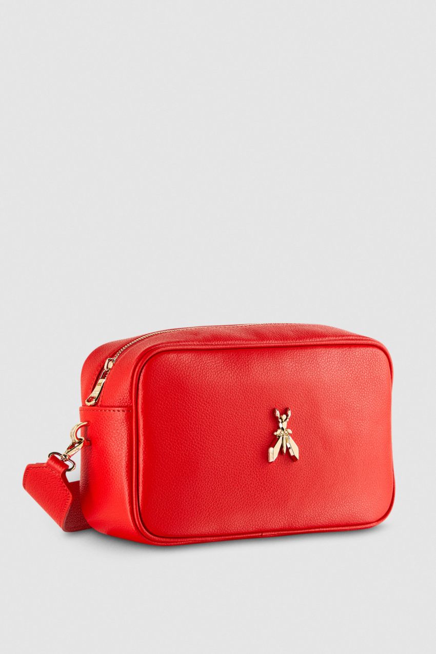 Patrizia Pepe Fly Camera Leather Bag With Chain Rood | RAX894716