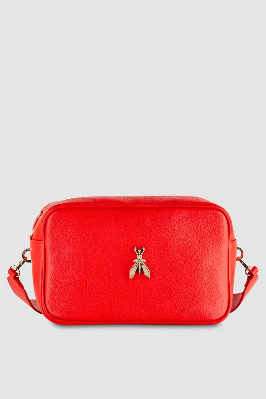 Patrizia Pepe Fly Camera Leather Bag With Chain Rood | RAX894716