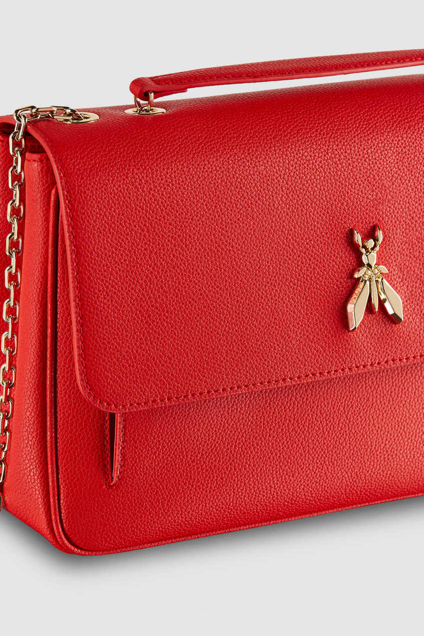 Patrizia Pepe Fly Leather Shoulder Bag With Chain Rood | PEL432957