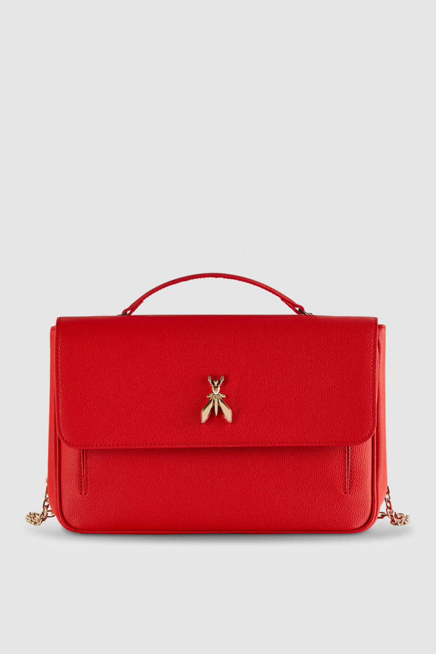 Patrizia Pepe Fly Leather Shoulder Bag With Chain Rood | PEL432957