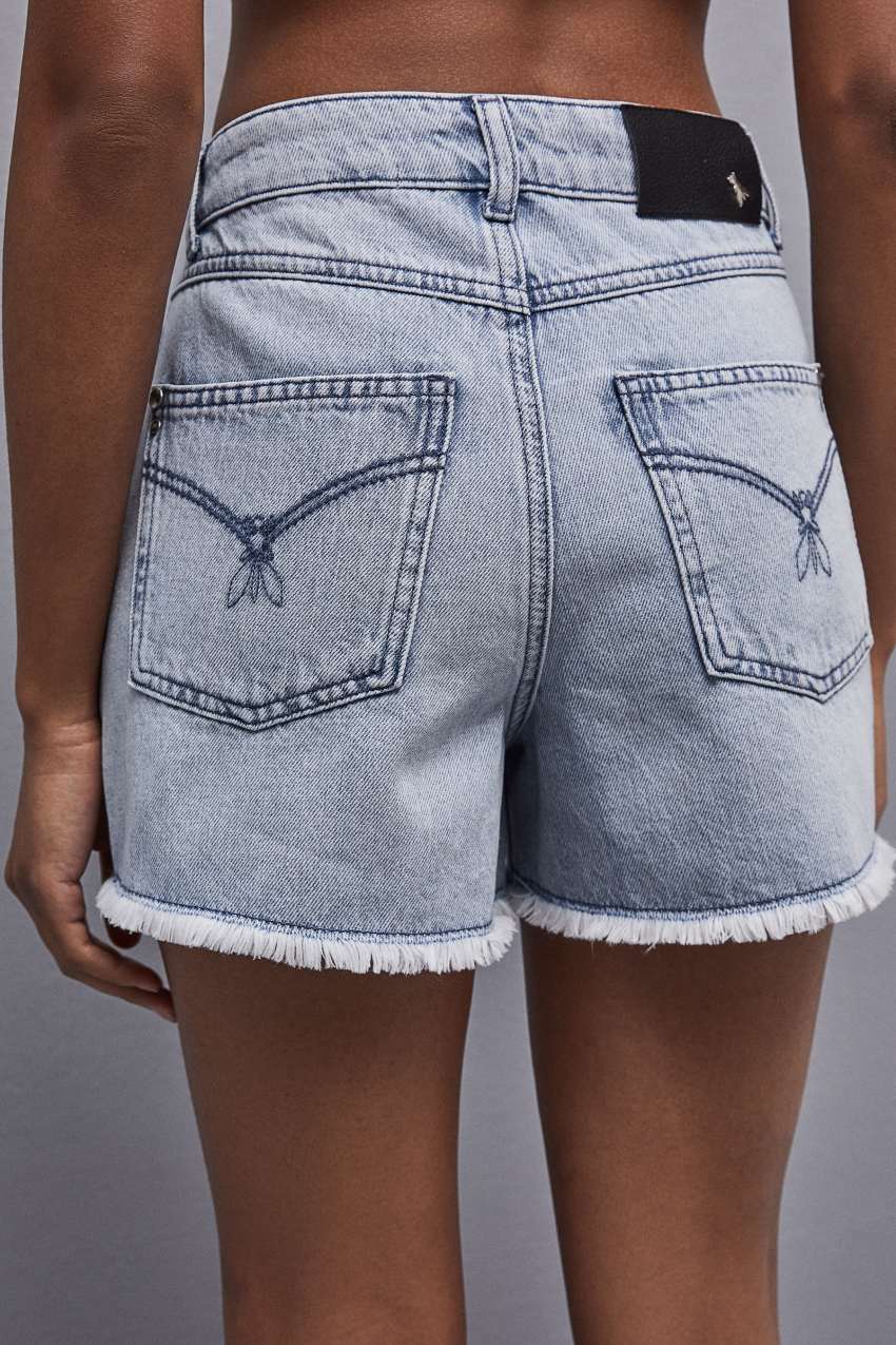 Patrizia Pepe Frayed Denim Shorts Lichtblauw | CML564913