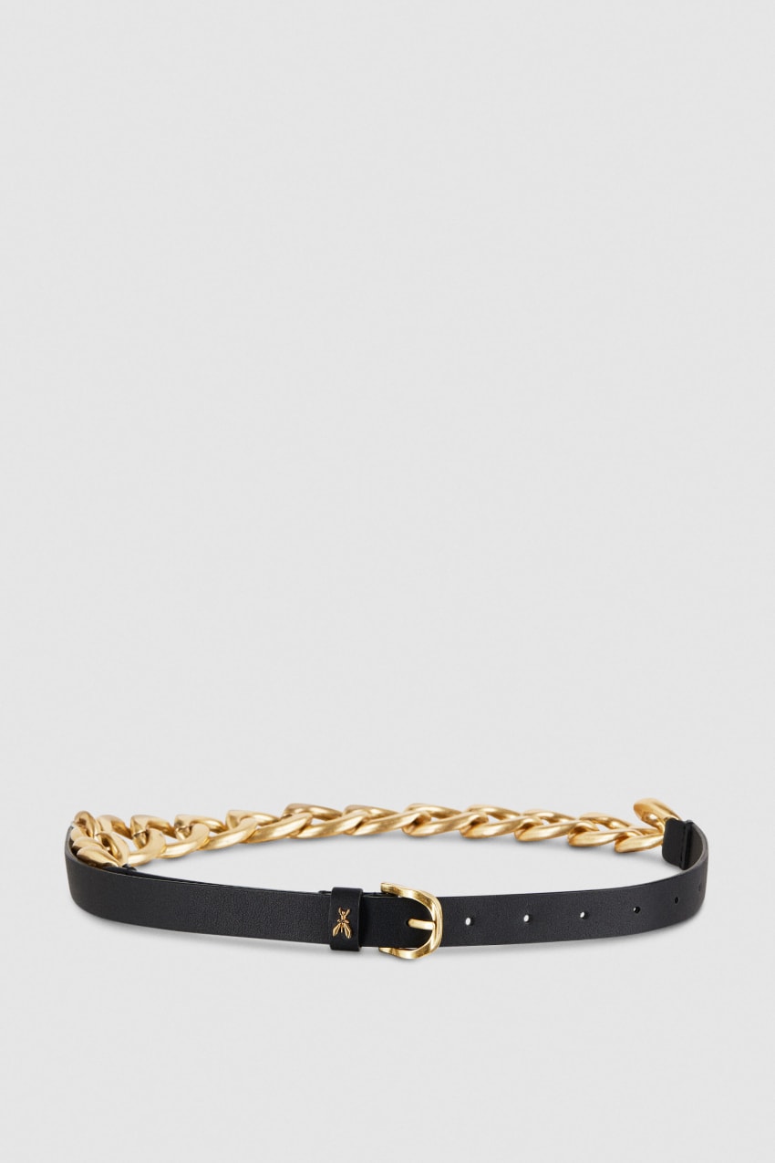 Patrizia Pepe Golden Maxi Chain Belt Zwart | AYN718493