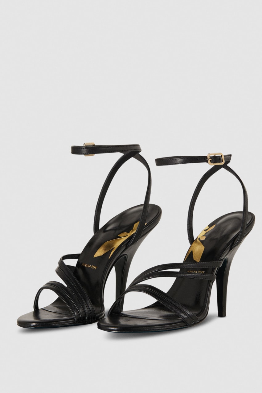 Patrizia Pepe Heeled Leather Sandals Zwart | DAF423568