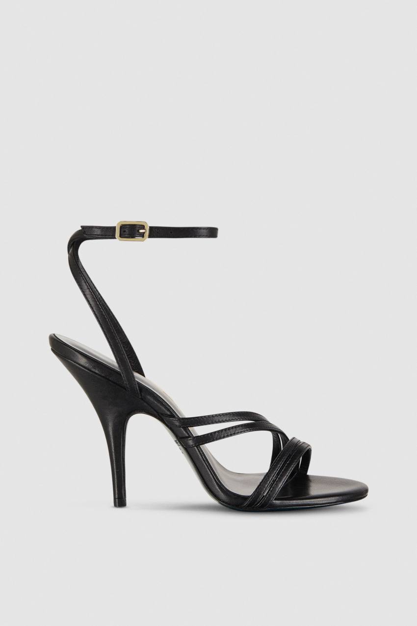 Patrizia Pepe Heeled Leather Sandals Zwart | DAF423568