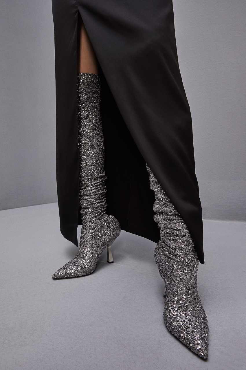 Patrizia Pepe Heeled Sequined Boots S274 | QRZ139260