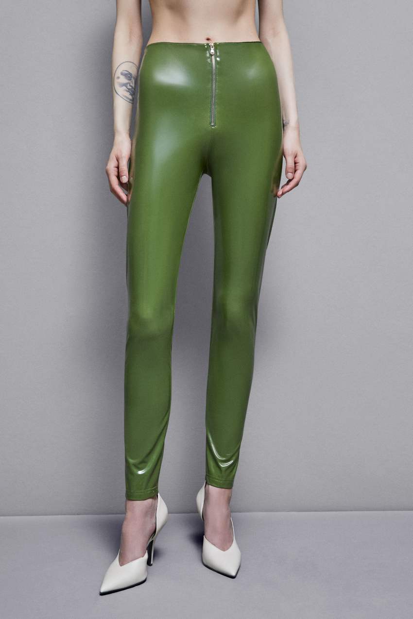 Patrizia Pepe High-waisted Faux Leather Leggings Groen | QPL054791