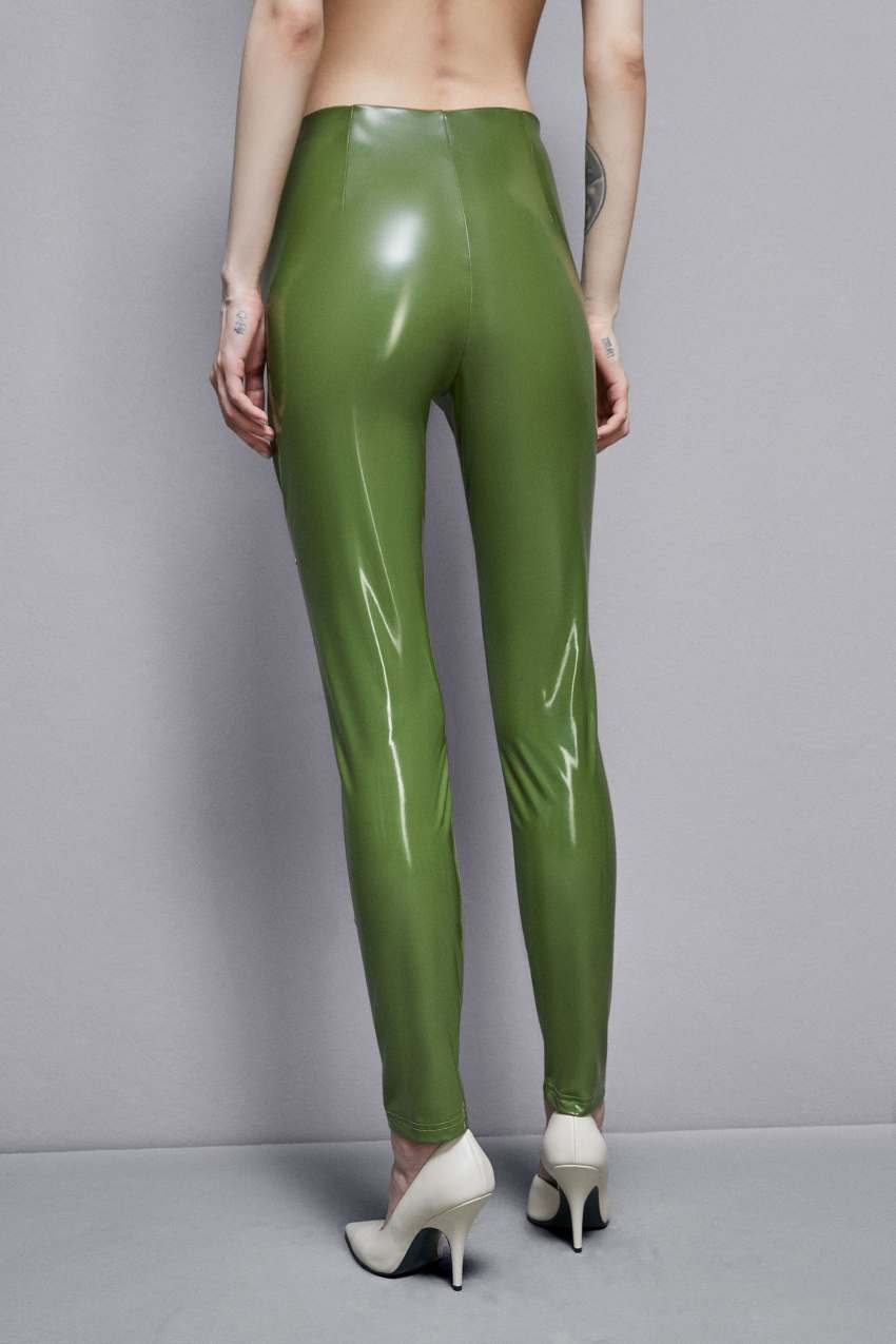 Patrizia Pepe High-waisted Faux Leather Leggings Groen | QPL054791