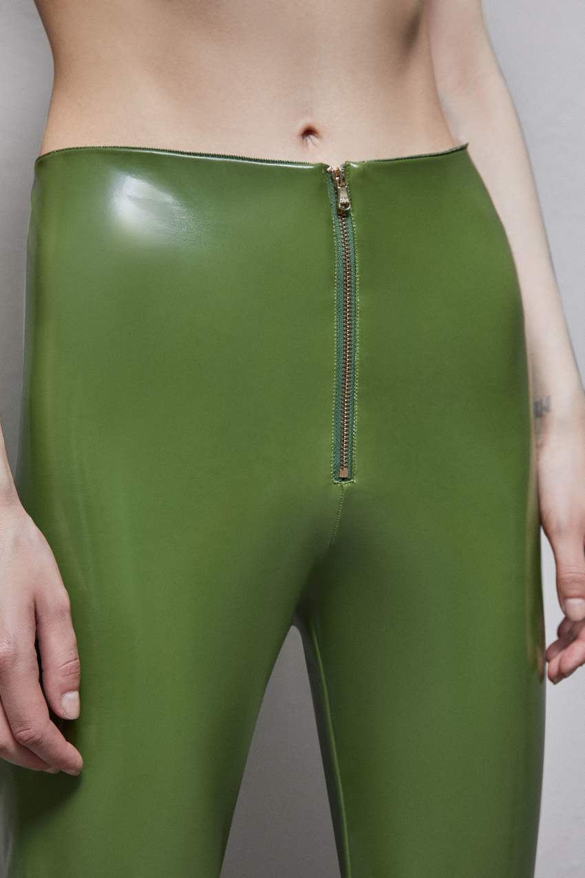 Patrizia Pepe High-waisted Faux Leather Leggings Groen | QPL054791