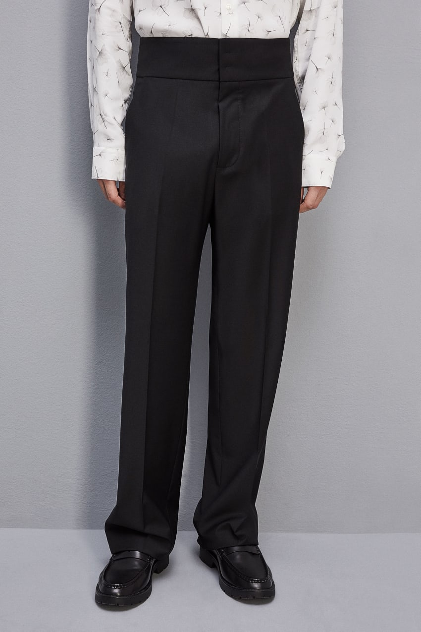 Patrizia Pepe High-waisted Pants In Cool Wool Zwart | JCM958231