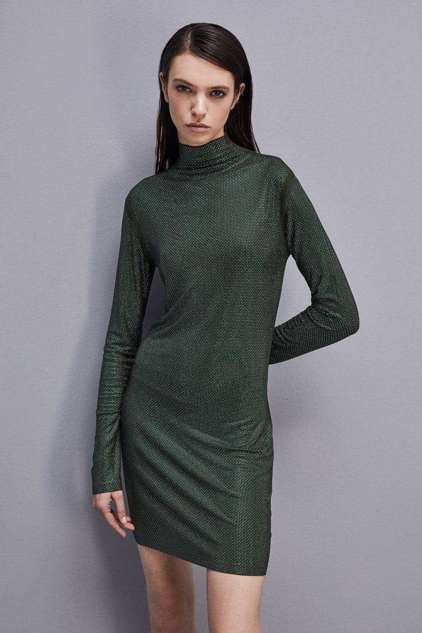 Patrizia Pepe Jersey Dress With Rhinestones Groen | ESY904827