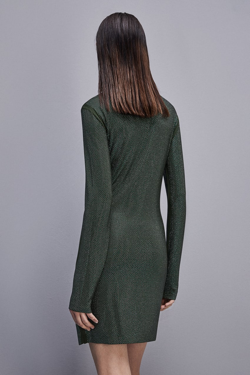 Patrizia Pepe Jersey Dress With Rhinestones Groen | ESY904827