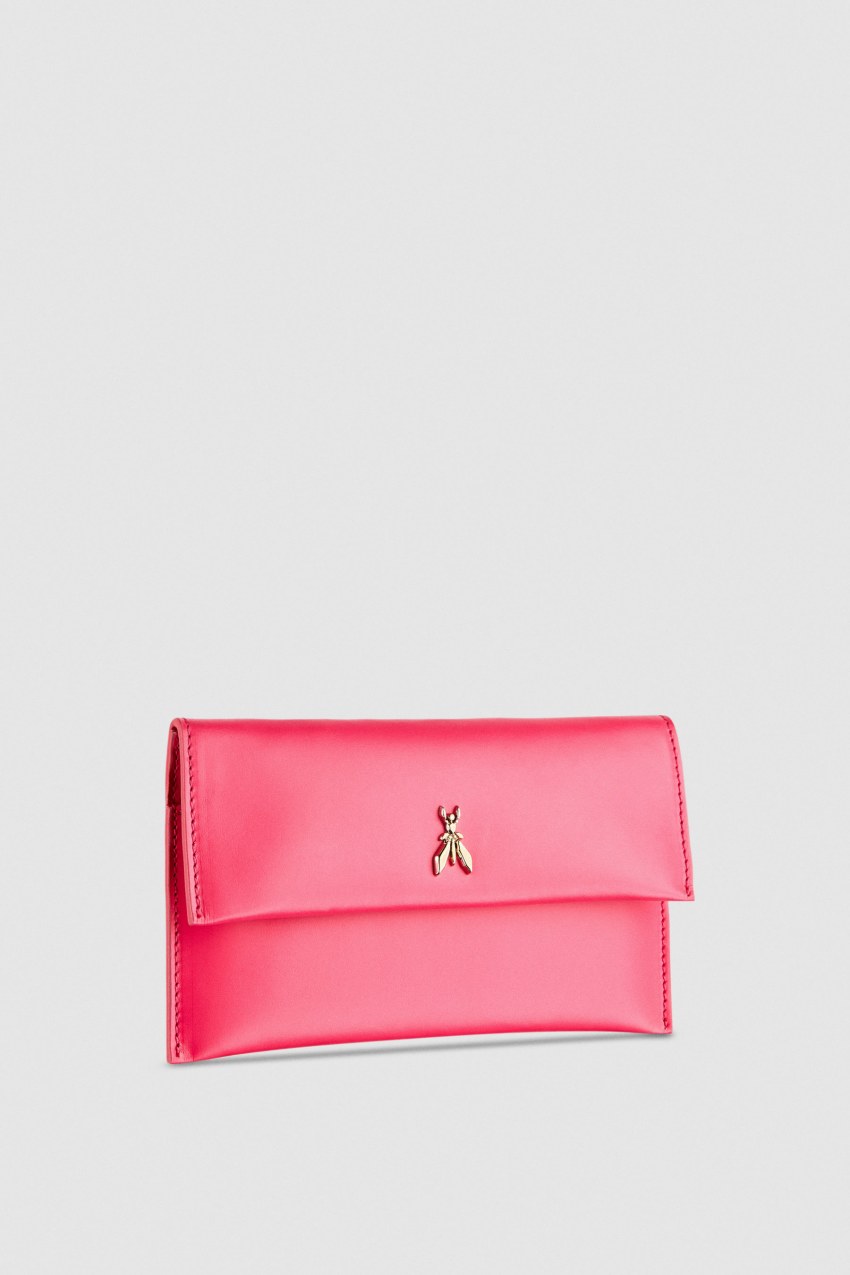 Patrizia Pepe Leather Clutch Bag With Chain Shoulder Strap Roze | FDV736098