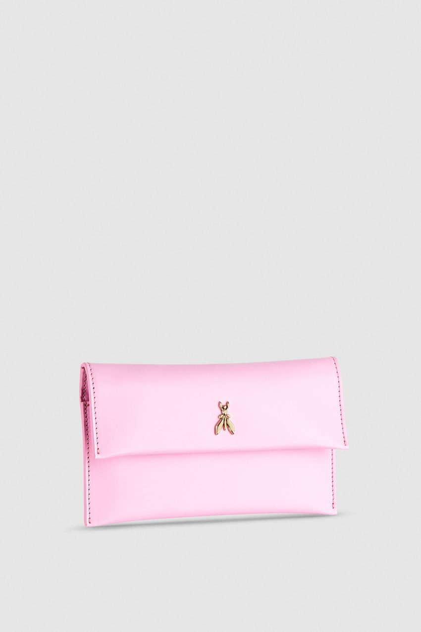 Patrizia Pepe Leather Clutch Bag With Chain Shoulder Strap Roze | HFJ680391