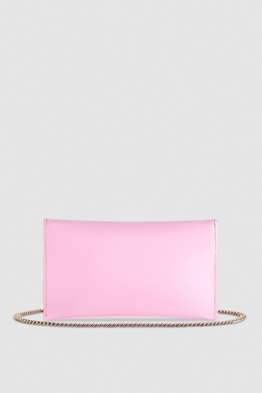 Patrizia Pepe Leather Clutch Bag With Chain Shoulder Strap Roze | HFJ680391