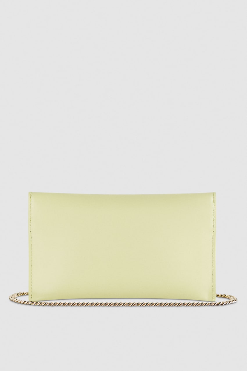 Patrizia Pepe Leather Clutch Bag With Chain Shoulder Strap Geel | SGM537081