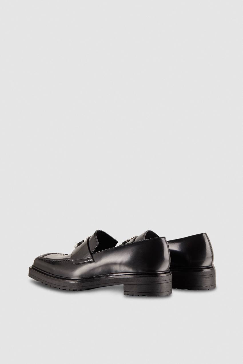 Patrizia Pepe Leather Square Toe Moccasins Zwart | DEY318596