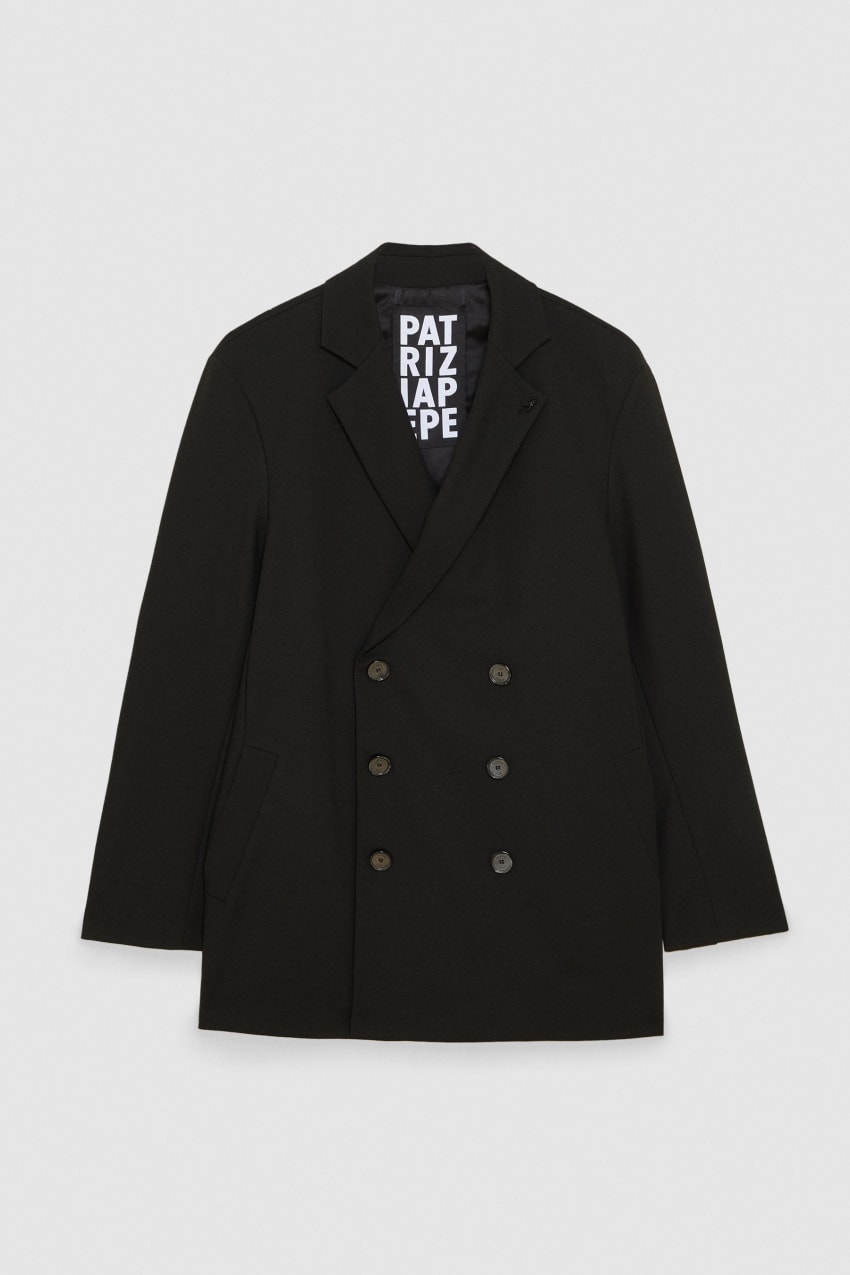 Patrizia Pepe Lined Double-breasted Coat Zwart | TVP139076