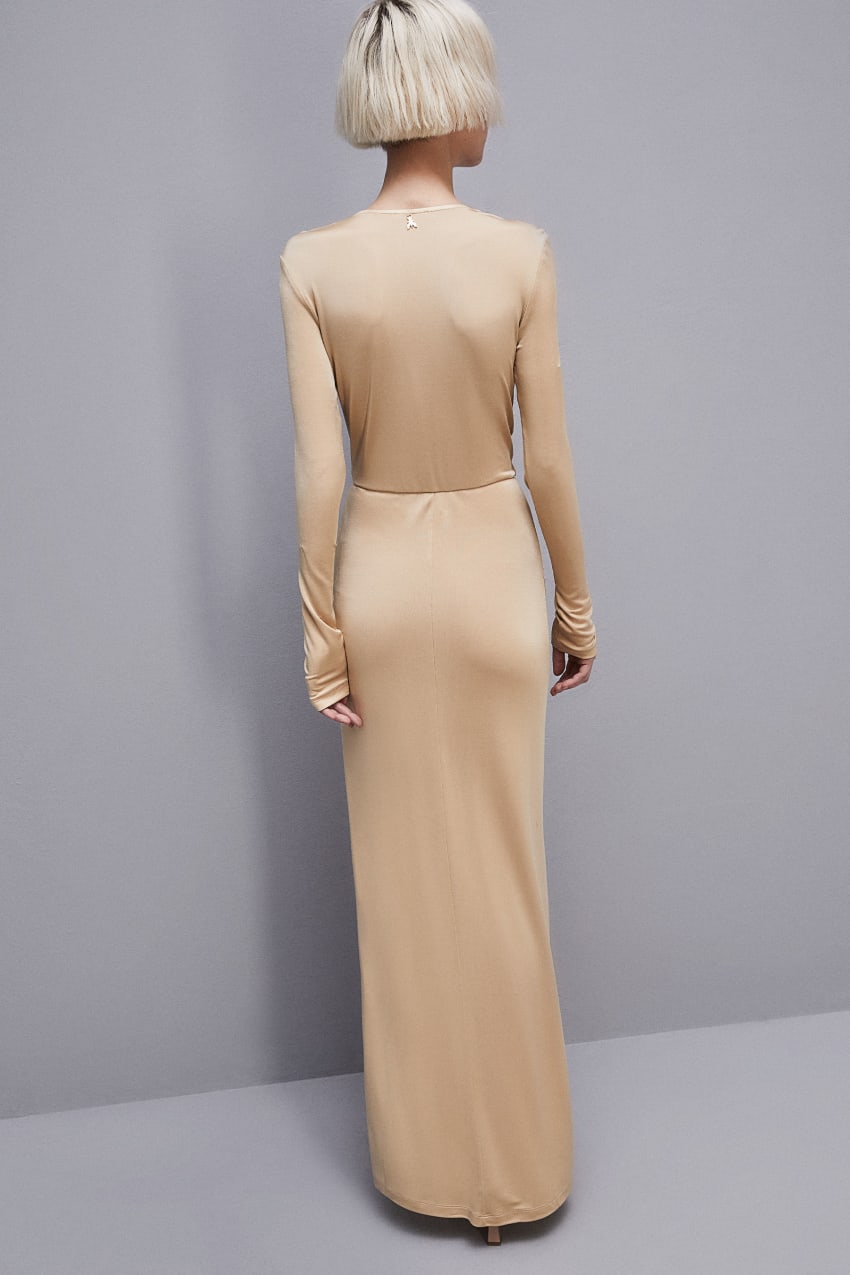 Patrizia Pepe Long Jersey Dress Beige | LGJ063491